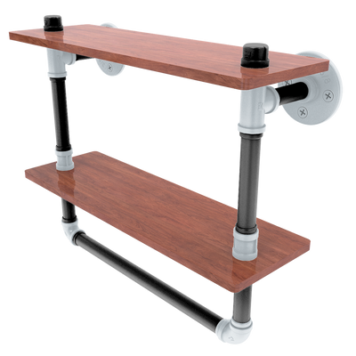 Hardwood Collection Double Wood Shelf with Towel Bar San Antonio Edition