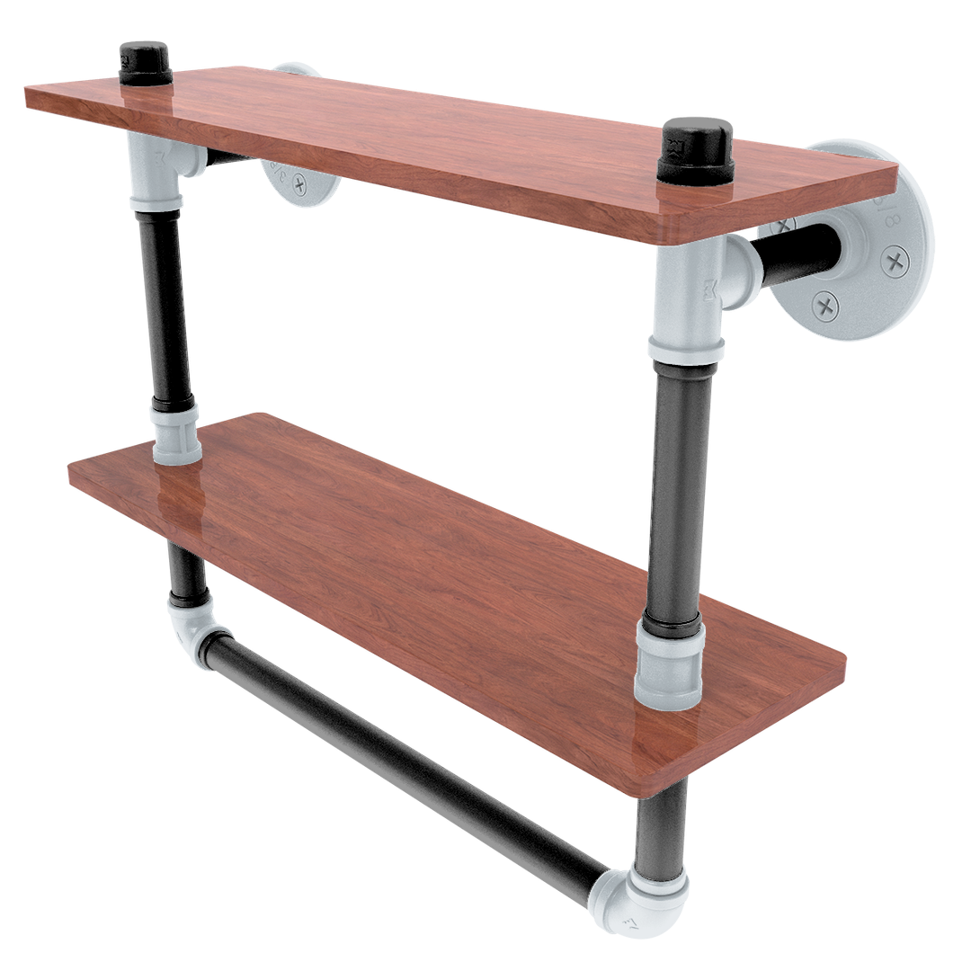 Hardwood Collection Double Wood Shelf with Towel Bar San Antonio Edition