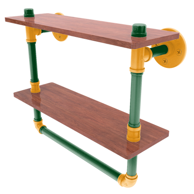 Hardwood Collection Double Wood Shelf with Towel Bar Utah Edition