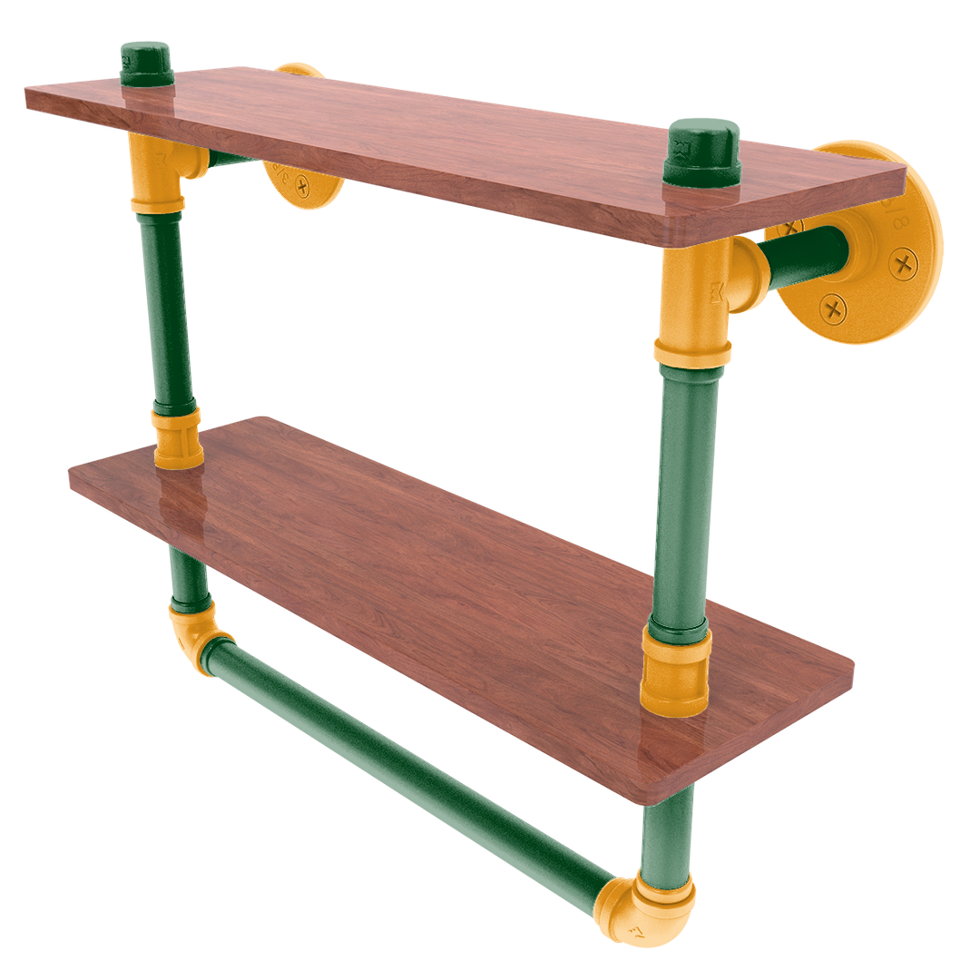 Hardwood Collection Double Wood Shelf with Towel Bar Utah Edition