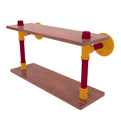 Hardwood Collection Wood Double Shelf Miami Edition