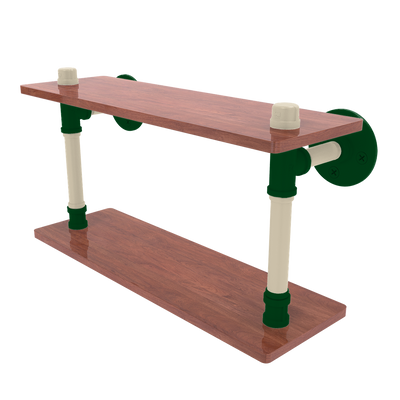 Hardwood Collection Wood Double Shelf Milwaukee Edition