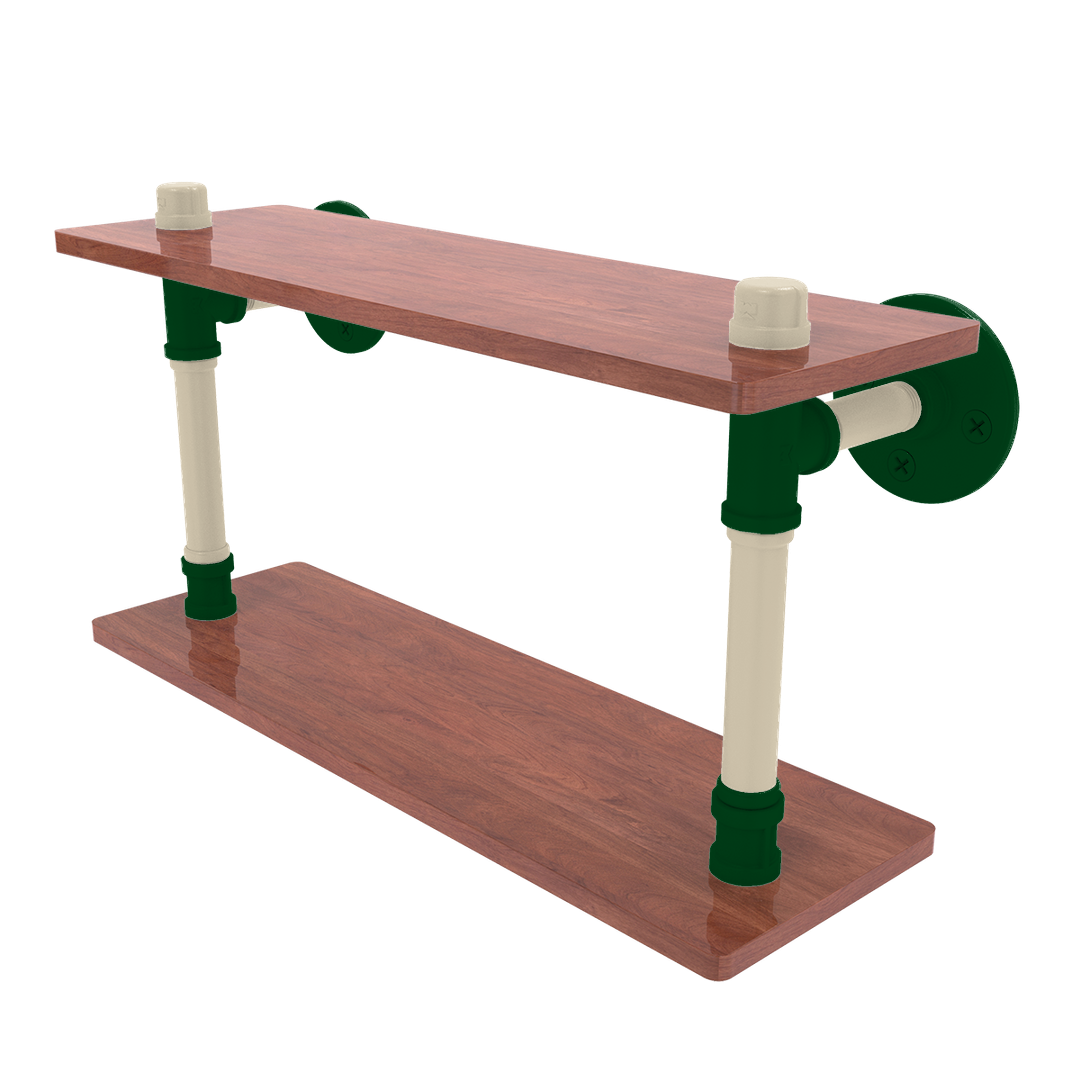 Hardwood Collection Wood Double Shelf Milwaukee Edition