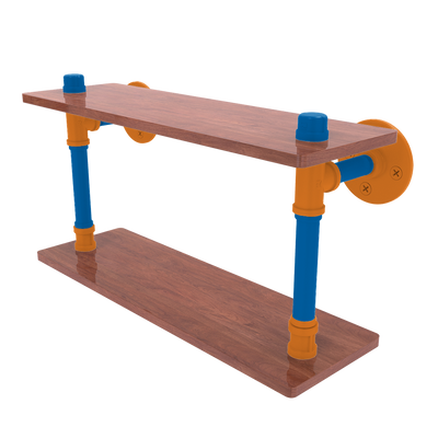 Hardwood Collection Wood Double Shelf New York Edition