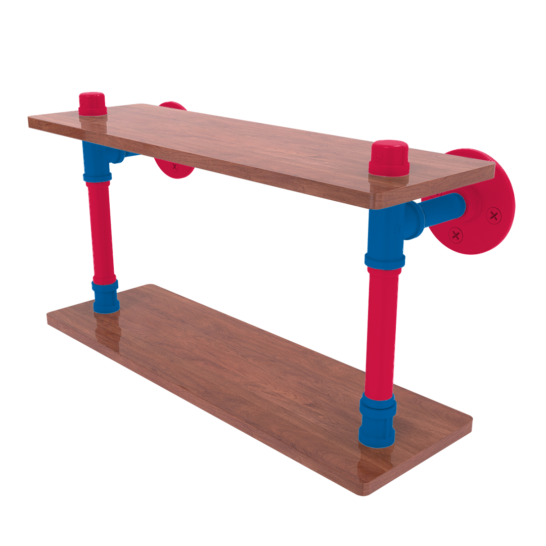 Hardwood Collection Wood Double Shelf Philadelphia Edition