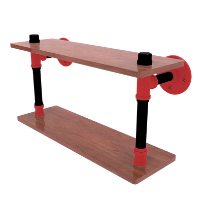 Hardwood Collection Wood Double Shelf Portland Edition