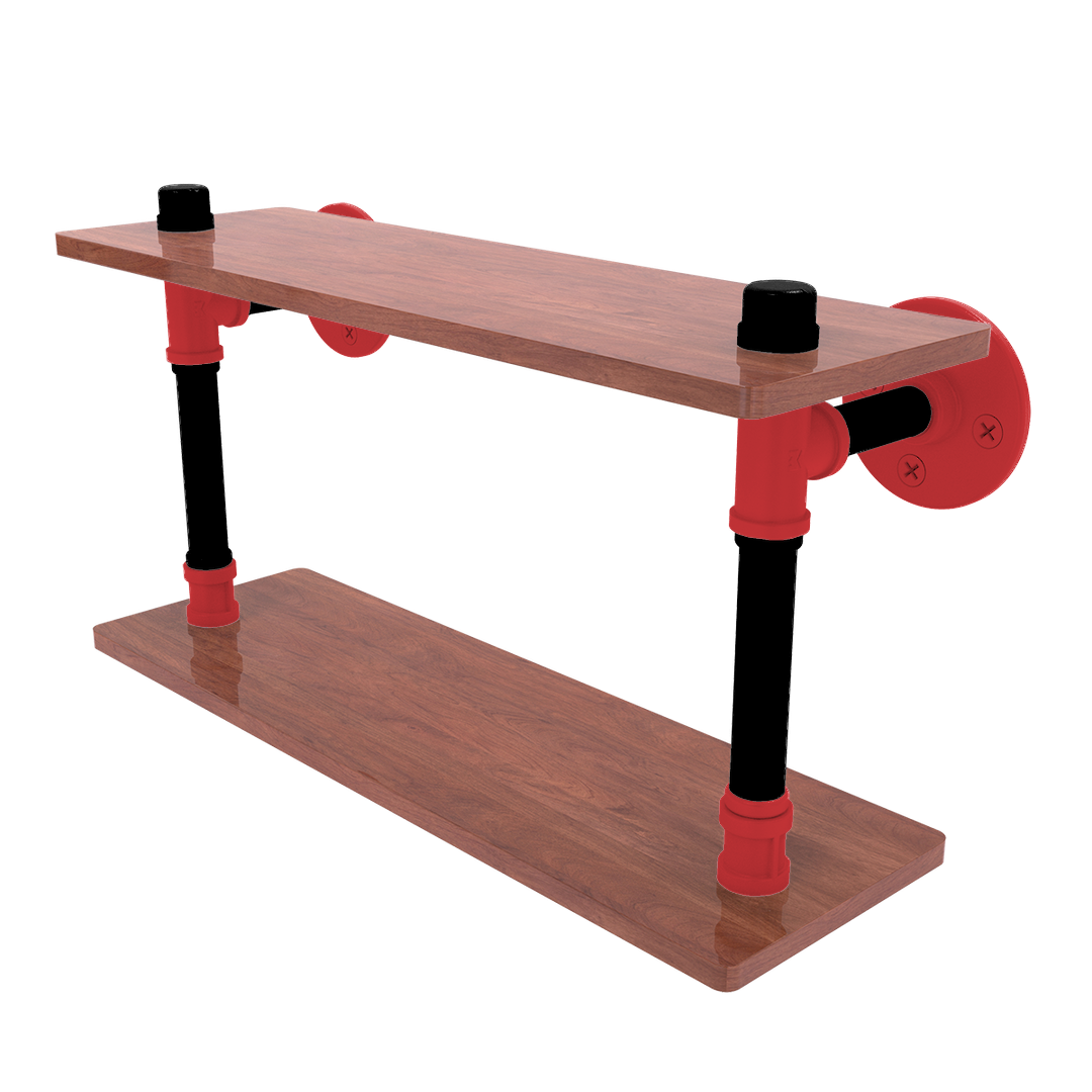 Hardwood Collection Wood Double Shelf Portland Edition