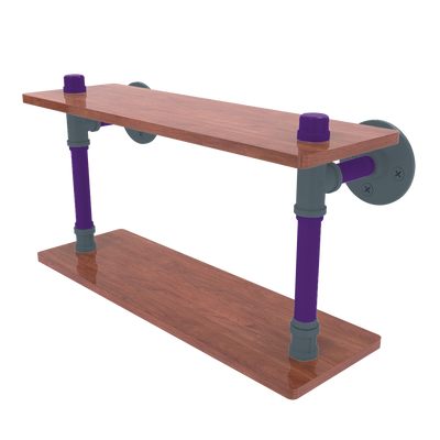 Hardwood Collection Wood Double Shelf Sacramento Edition