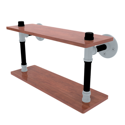 Hardwood Collection Wood Double Shelf San Antonio Edition