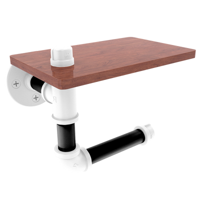 Hardwood Collection Toilet Paper Holder with Wood Shelf Brooklyn Edition