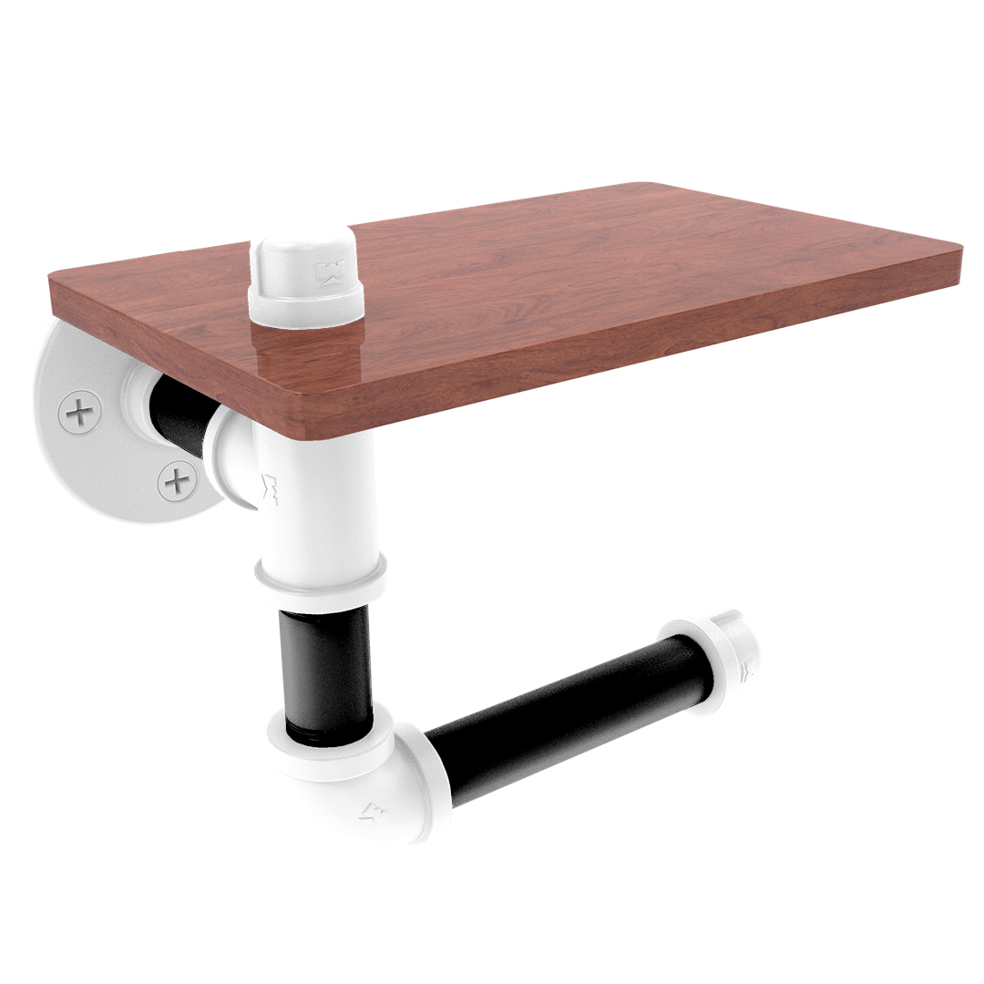 Hardwood Collection Toilet Paper Holder with Wood Shelf Brooklyn Edition