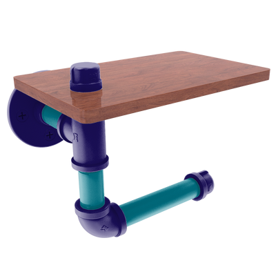 Hardwood Collection Toilet Paper Holder with Wood Shelf Charlotte Edition