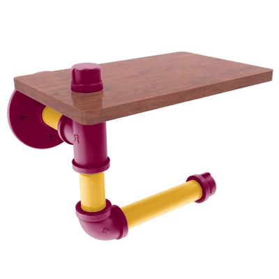 Hardwood Collection Toilet Paper Holder with Wood Shelf Cleveland Edition