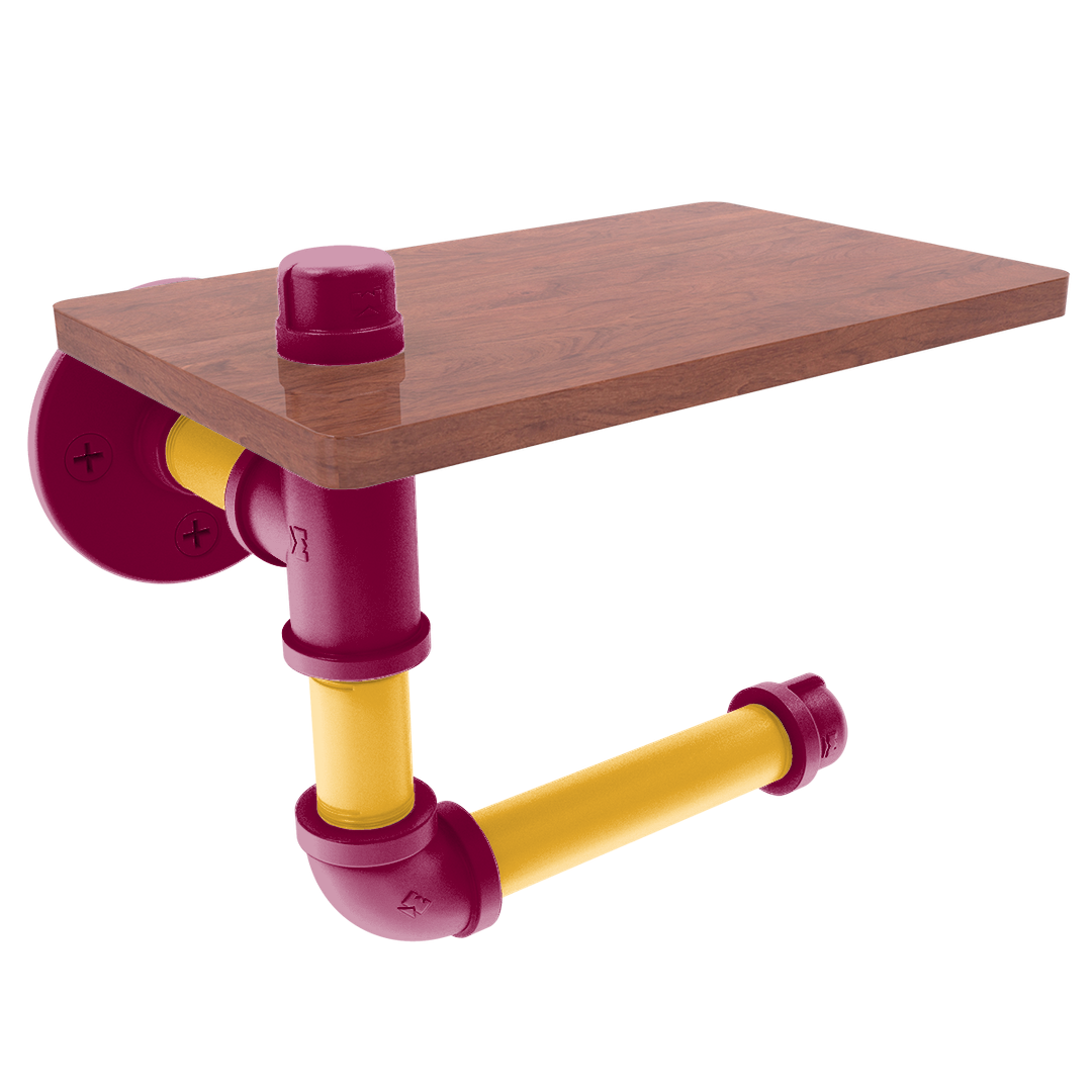 Hardwood Collection Toilet Paper Holder with Wood Shelf Cleveland Edition