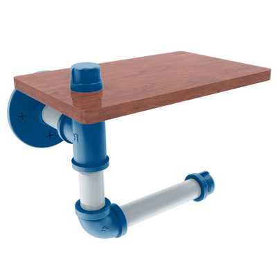 Hardwood Collection Toilet Paper Holder with Wood Shelf Dallas Edition