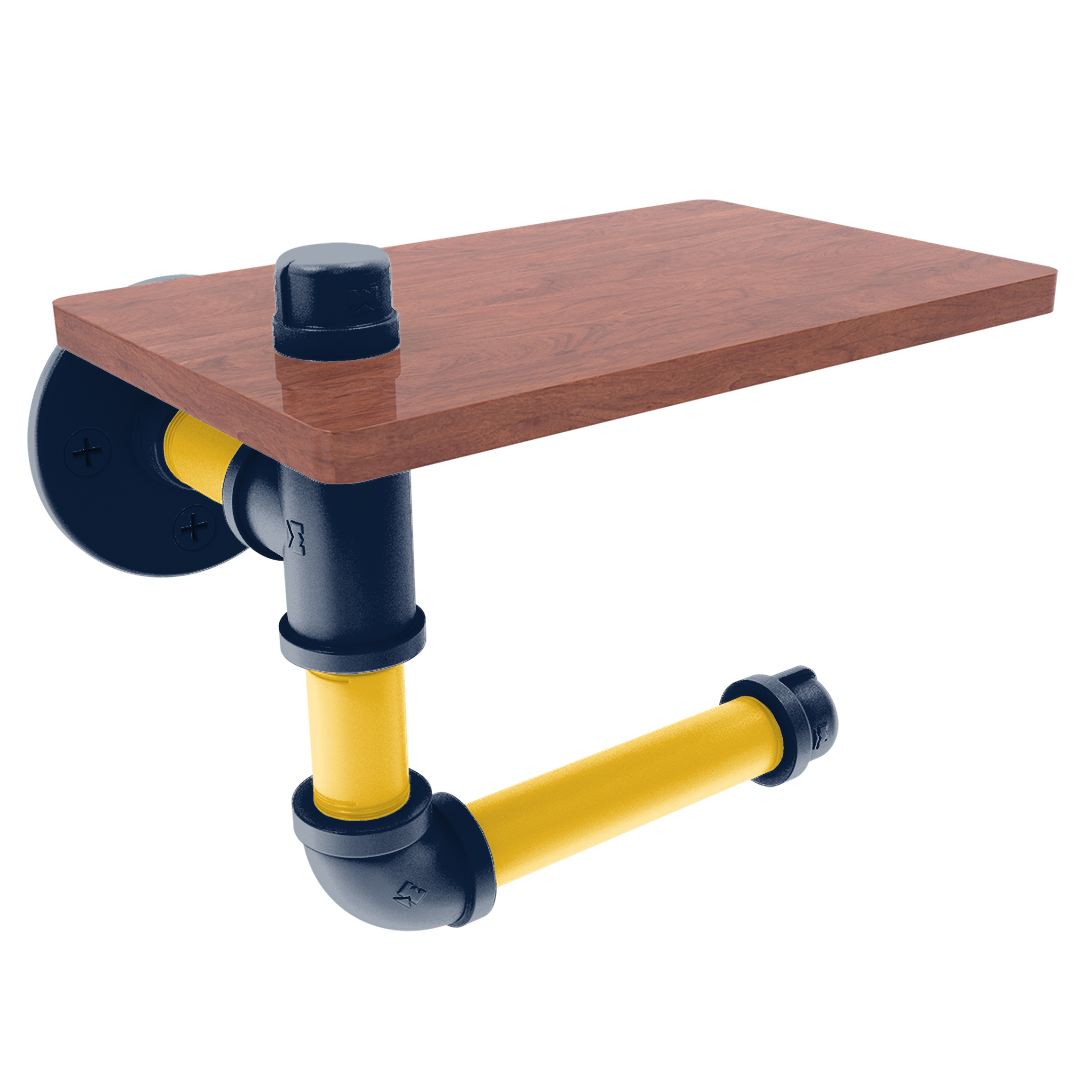 Hardwood Collection Toilet Paper Holder with Wood Shelf Denver Edition
