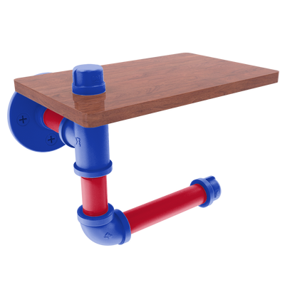 Hardwood Collection Toilet Paper Holder with Wood Shelf Detroit Edition
