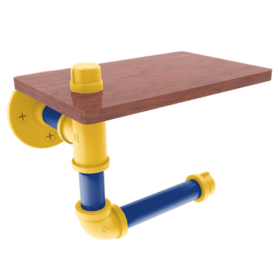 Hardwood Collection Toilet Paper Holder with Wood Shelf Golden State Edition