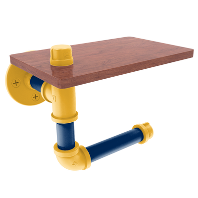 Hardwood Collection Toilet Paper Holder with Wood Shelf Indiana Edition