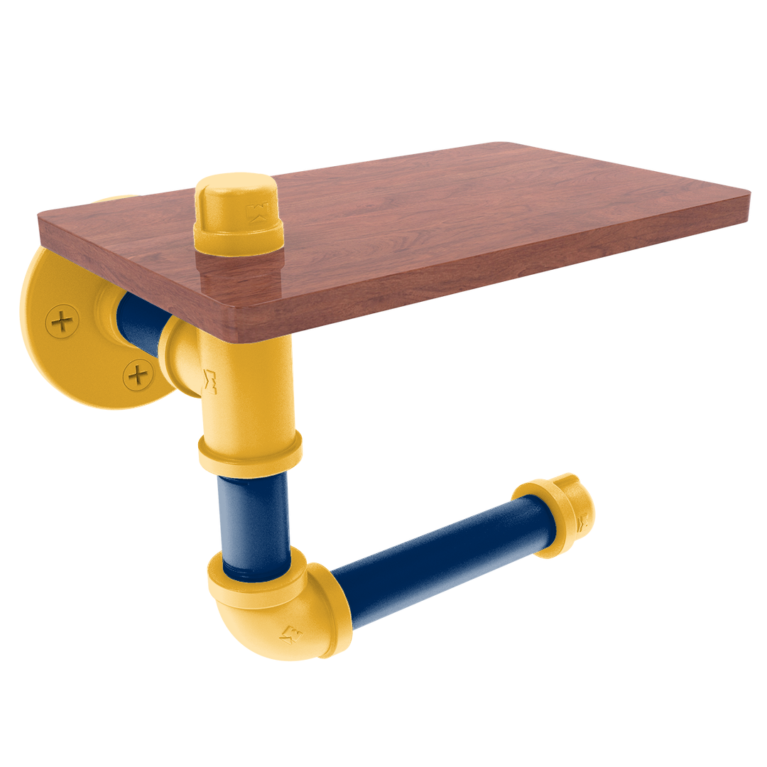 Hardwood Collection Toilet Paper Holder with Wood Shelf Indiana Edition