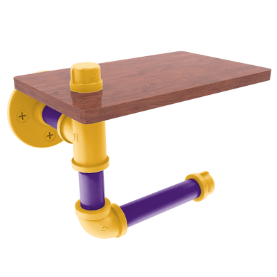 Hardwood Collection Toilet Paper Holder with Wood Shelf Los Angeles Hollywood Edition