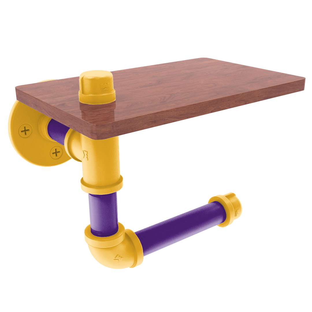 Hardwood Collection Toilet Paper Holder with Wood Shelf Los Angeles Hollywood Edition