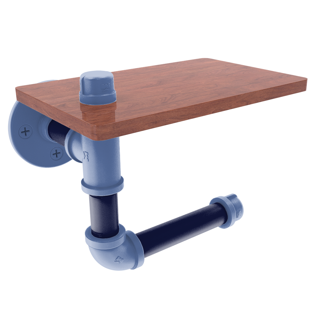 Hardwood Collection Toilet Paper Holder with Wood Shelf Memphis Edition