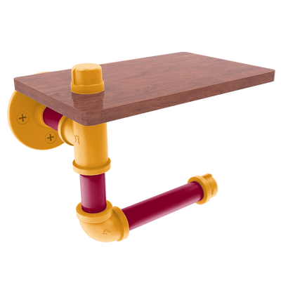 Hardwood Collection Toilet Paper Holder with Wood Shelf Miami Edition