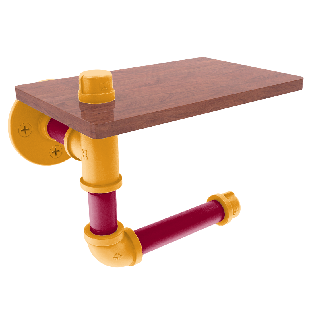 Hardwood Collection Toilet Paper Holder with Wood Shelf Miami Edition