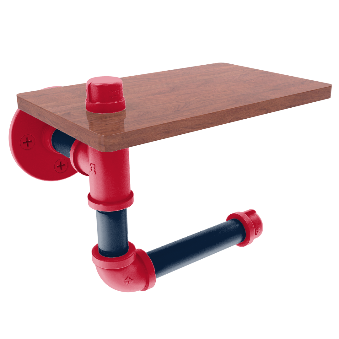 Hardwood Collection Toilet Paper Holder with Wood Shelf New Orleans Edition