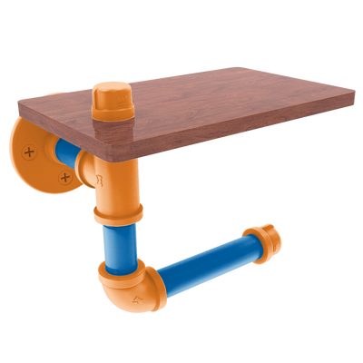Hardwood Collection Toilet Paper Holder with Wood Shelf New York Edition