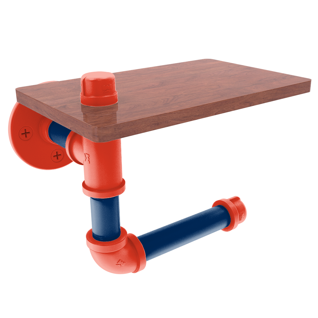 Hardwood Collection Toilet Paper Holder with Wood Shelf Oklahoma City Edition