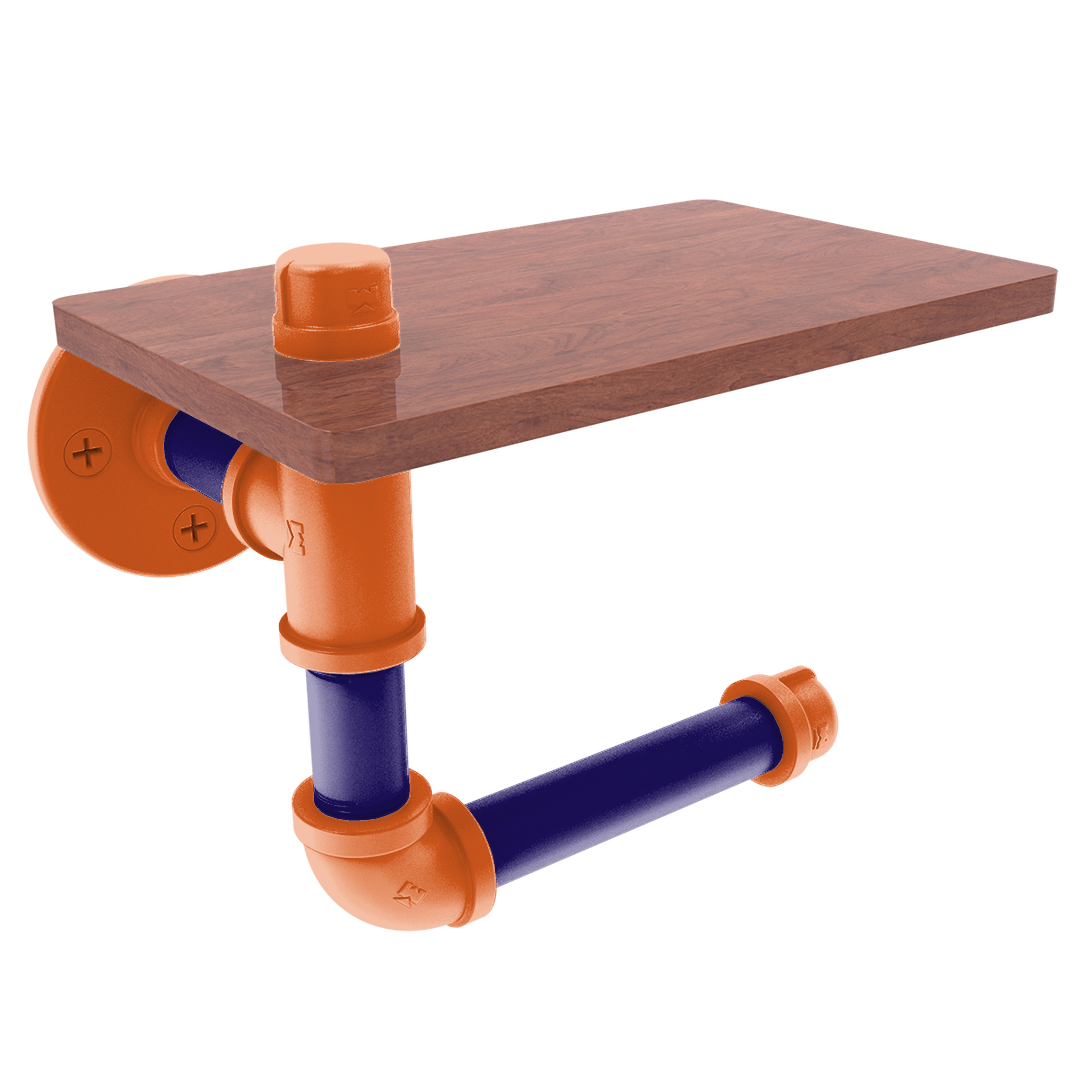 Hardwood Collection Toilet Paper Holder with Wood Shelf Phoenix Edition