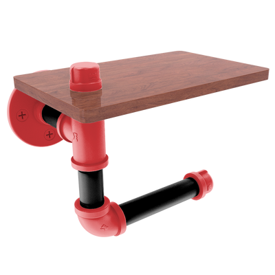 Hardwood Collection Toilet Paper Holder with Wood Shelf Portland Edition