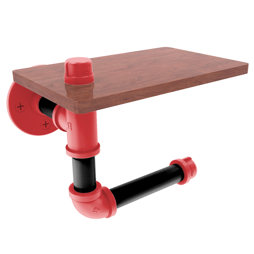 Hardwood Collection Toilet Paper Holder with Wood Shelf Portland Edition