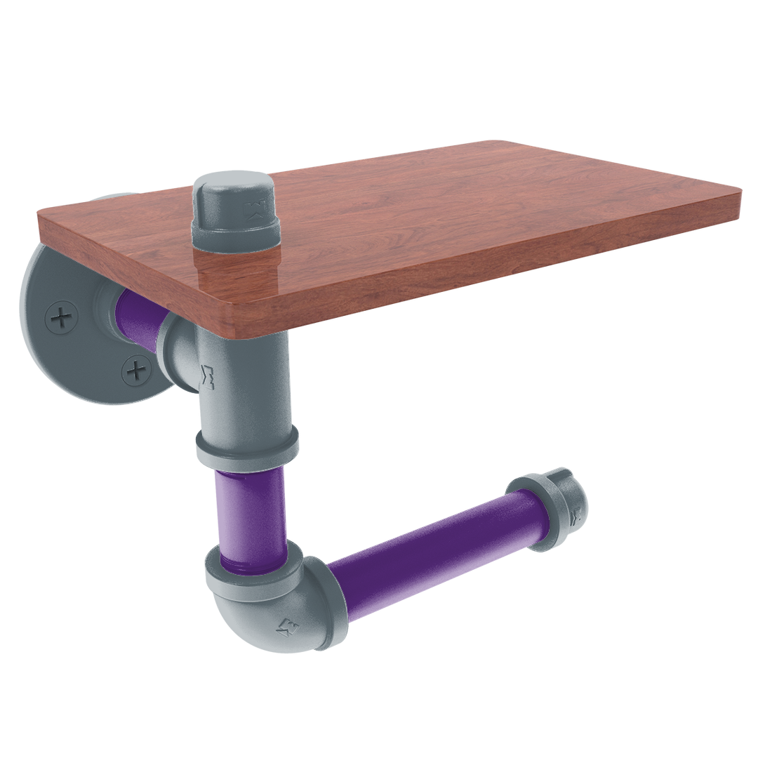 Hardwood Collection Toilet Paper Holder with Wood Shelf Sacramento Edition