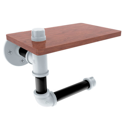 Hardwood Collection Toilet Paper Holder with Wood Shelf San Antonio Edition
