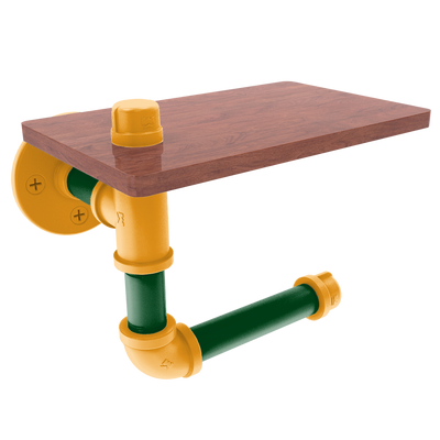 Hardwood Collection Toilet Paper Holder with Wood Shelf Utah Edition