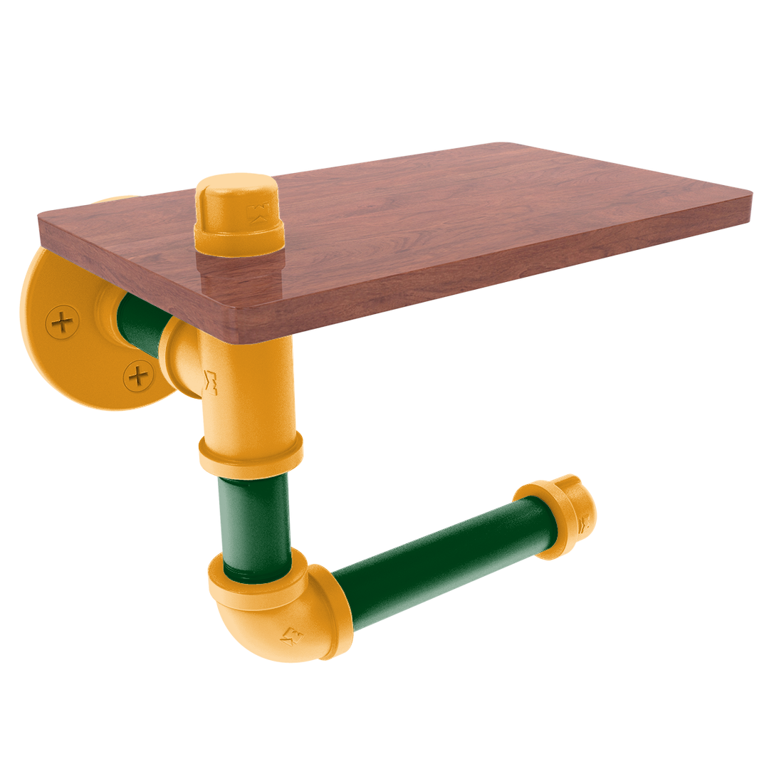 Hardwood Collection Toilet Paper Holder with Wood Shelf Utah Edition