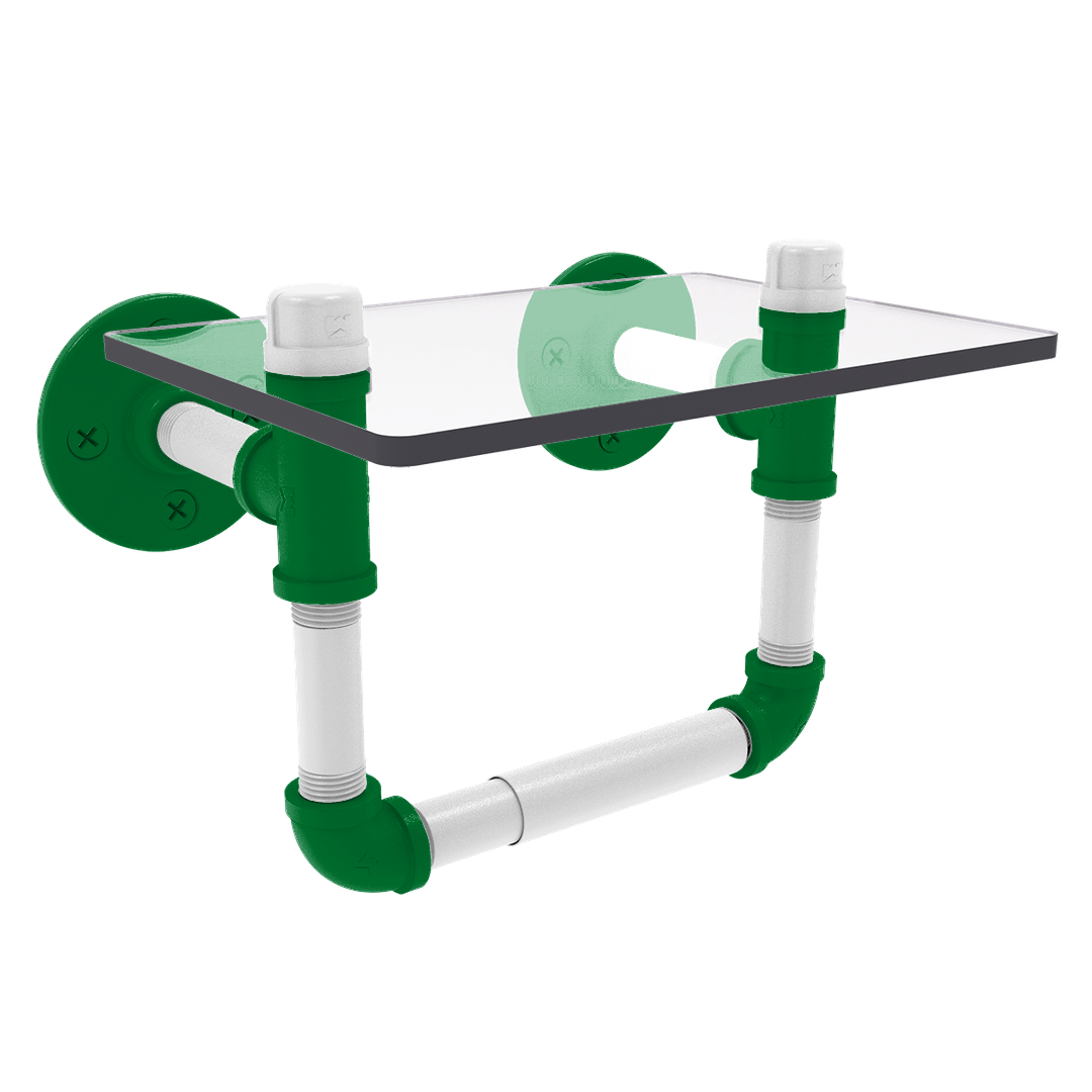 Hardwood Collection Toilet Tissue Holder with Glass Shelf Boston Edition