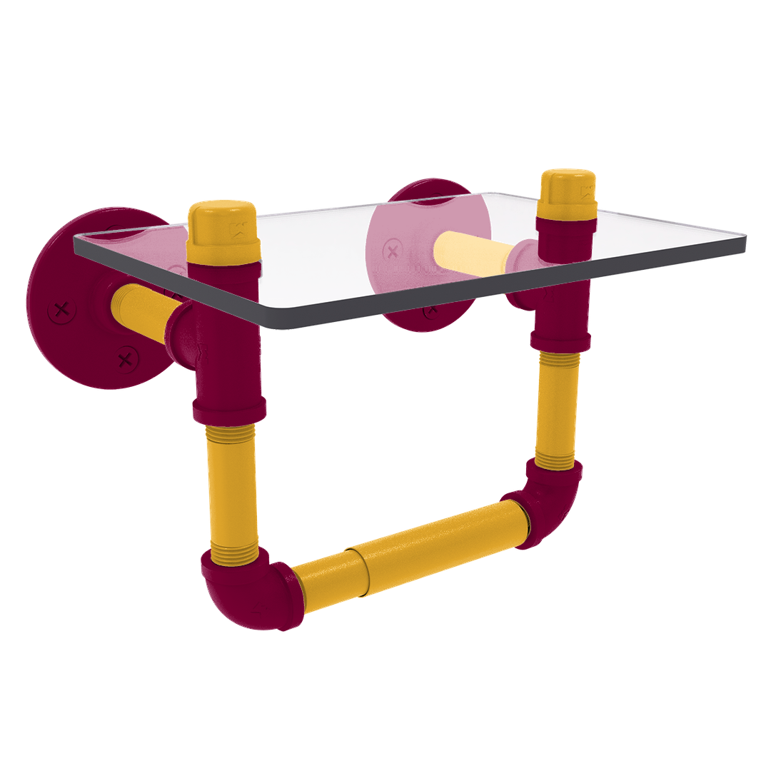 Hardwood Collection Toilet Tissue Holder with Glass Shelf Cleveland Edition