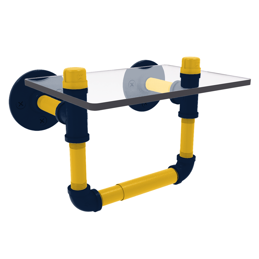 Hardwood Collection Toilet Tissue Holder with Glass Shelf Denver Edition