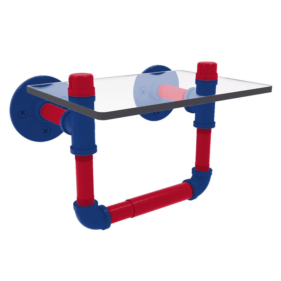 Hardwood Collection Toilet Tissue Holder with Glass Shelf Los Angeles Coastline Edition