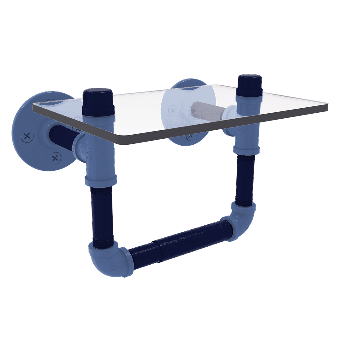 Hardwood Collection Toilet Tissue Holder with Glass Shelf Memphis Edition