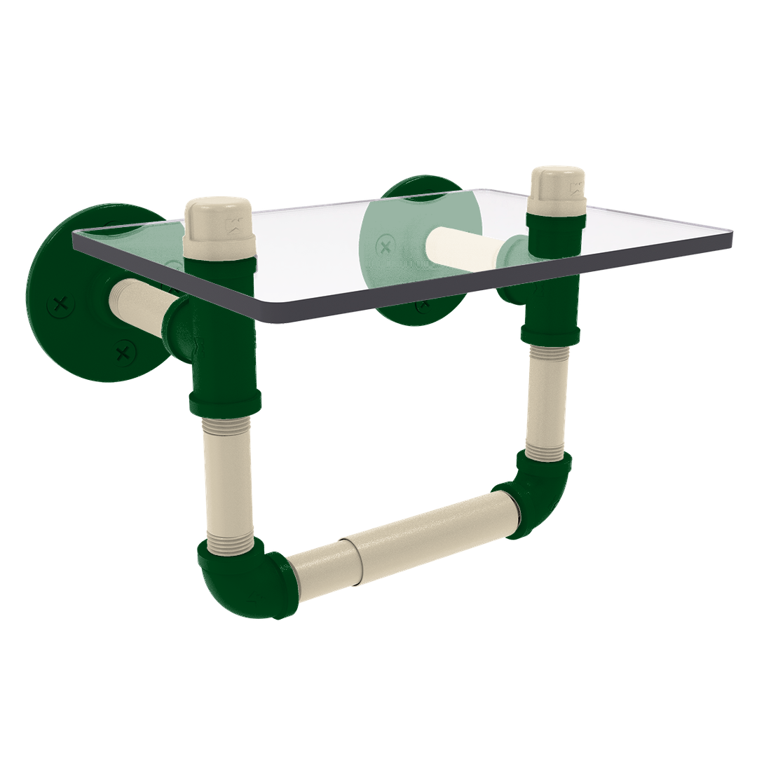 Hardwood Collection Toilet Tissue Holder with Glass Shelf Milwaukee Edition