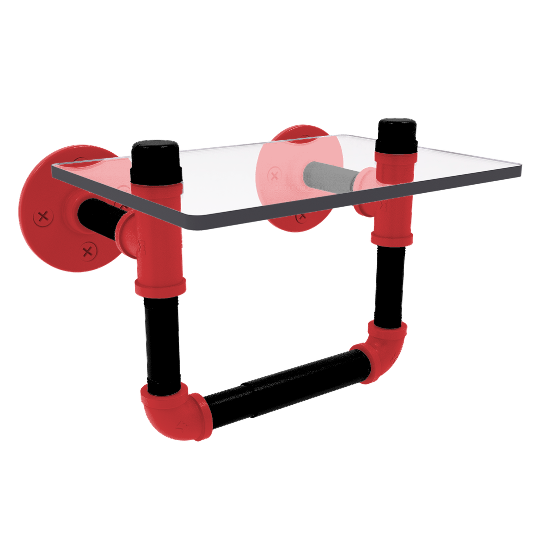 Hardwood Collection Toilet Tissue Holder with Glass Shelf Portland Edition