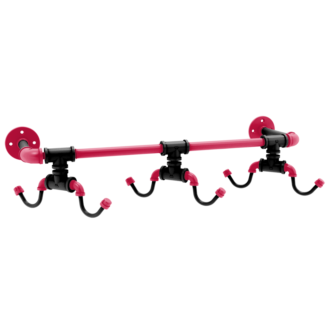 Hardwood Collection Wall Mounted 6 Coffee Mug Rack Chicago Edition