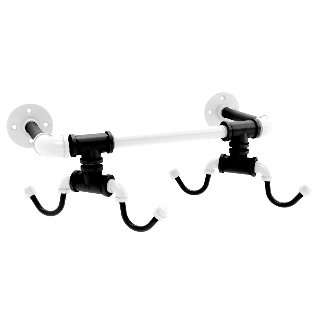 Hardwood Collection Wall Mounted 4 Coffee Mug Rack Brooklyn Edition