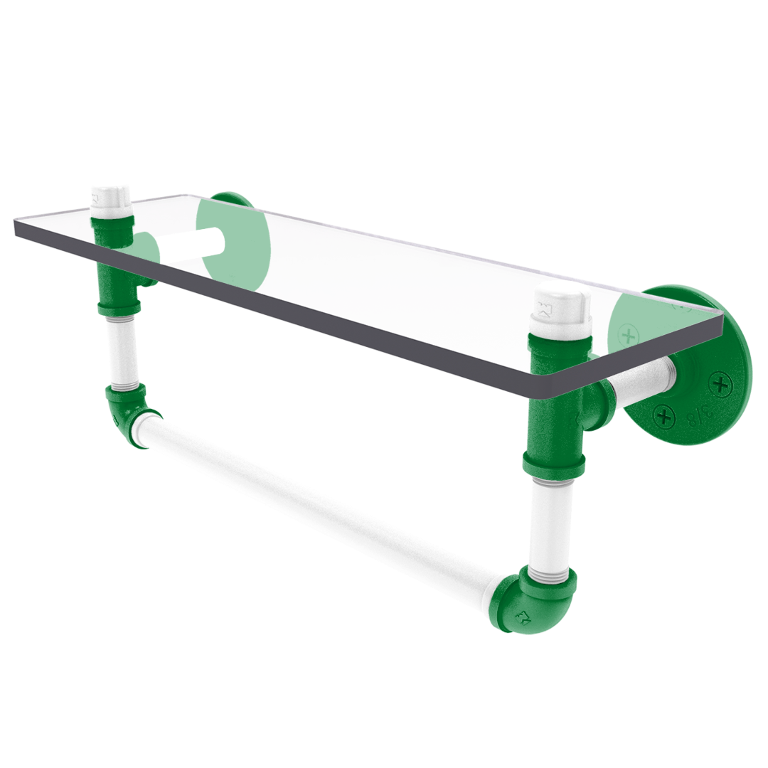 Hardwood Collection Glass Shelf with Towel Bar Boston Edition