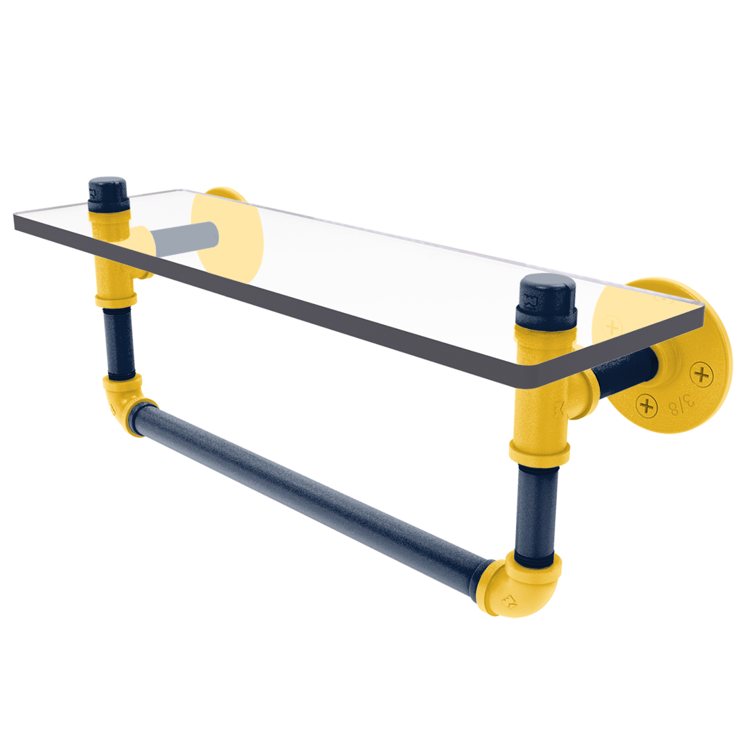 Hardwood Collection Glass Shelf with Towel Bar Denver Edition